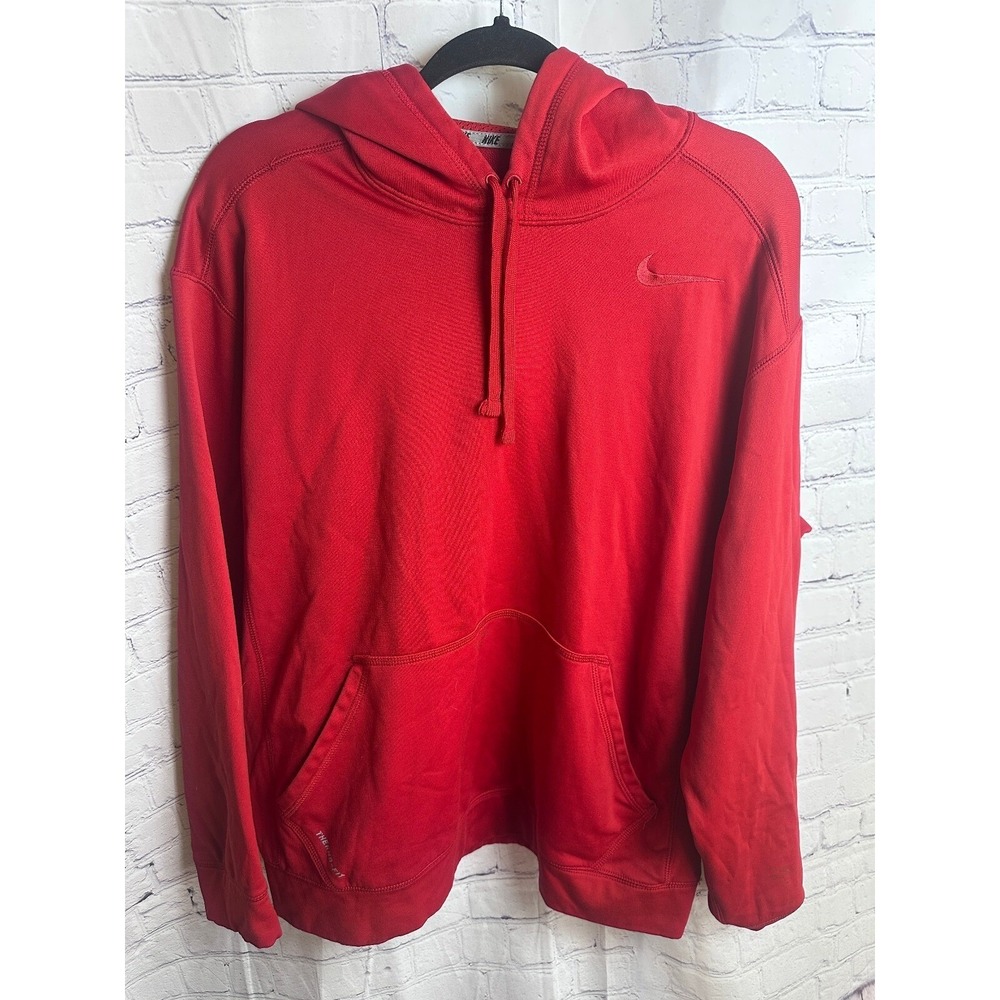 Nike Therma-FIT Hoodie Pullover Sweatshirt Activewear Red XL